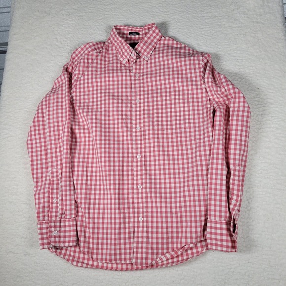 J. Crew Factory Other - J.Crew Button Down Shirt Mens Medium Red/Pink Gingham Slim Untucked Flex Washed